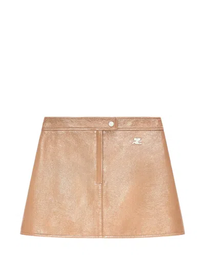 Courrèges Vinyl-effect Mini Skirt In Brown