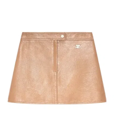 Courrèges Vinyl-effect Mini Skirt In Brown