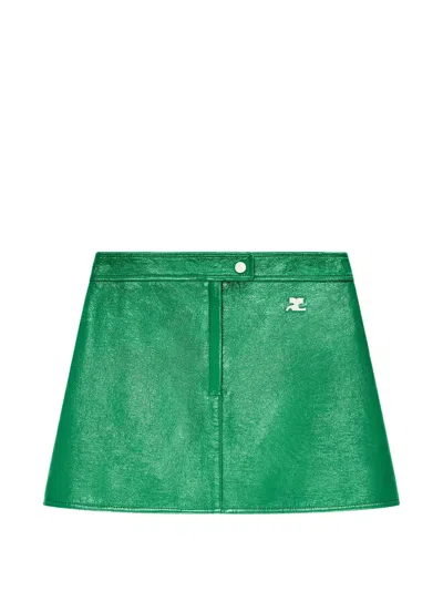 Courrèges Vinyl-effect Mini Skirt In Green