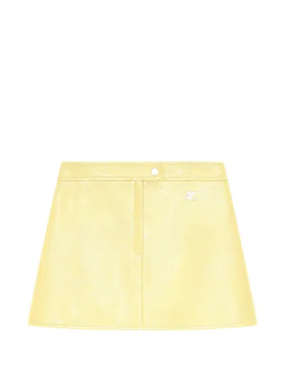 Courrèges Vinyl-effect Mini Skirt In Yellow