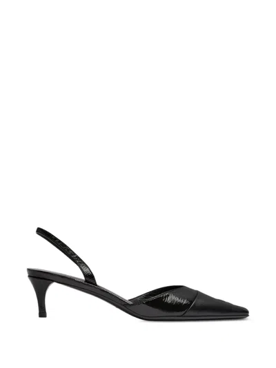Courrèges Vinyl-toe Cap Slingback Pumps In Black