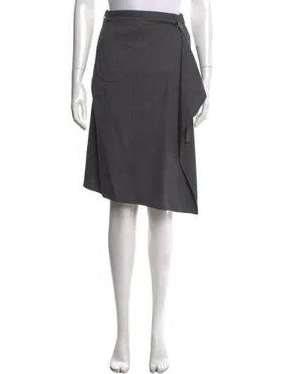 Pre-owned Courrèges Virgin Wool Midi Length Skirt In Black