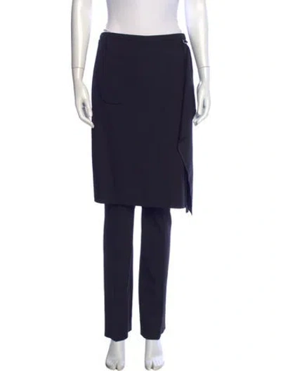 Pre-owned Courrèges Virgin Wool Straight Leg Pants W/ Tags In Blue