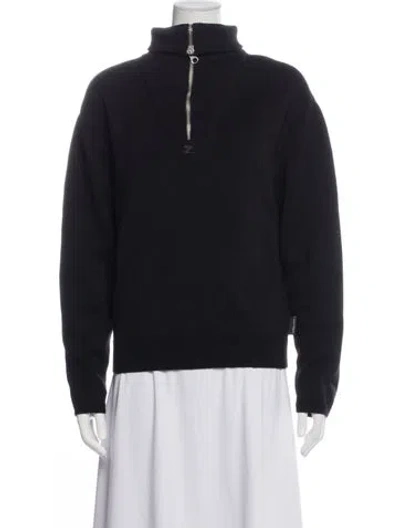 Pre-owned Courrèges Virgin Wool Turtleneck Sweater In Black