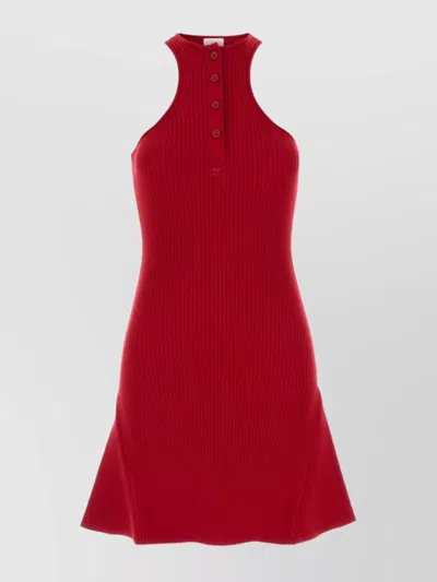 Courrèges Viscose Blend Dress With Button Detail In Red