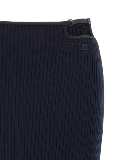Courrèges Viscose Midi Women's Skirt In Blue