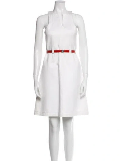 Pre-owned Courrèges V-neck Knee-length Dress In White