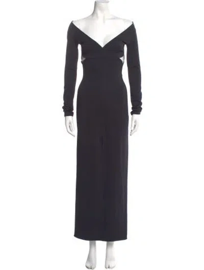 Pre-owned Courrèges V-neck Long Dress In Black