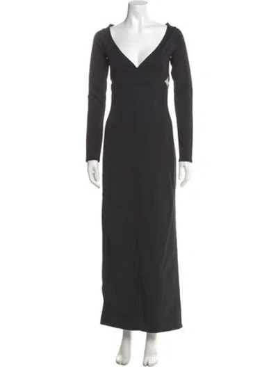 Pre-owned Courrèges V-neck Long Dress In Gray