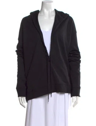 Pre-owned Courrèges V-neck Long Sleeve Hoodie In Black