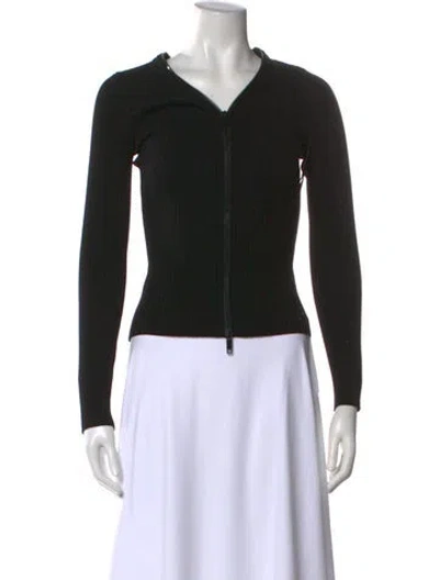 Pre-owned Courrèges V-neck Long Sleeve Sweatshirt W/ Tags In Black