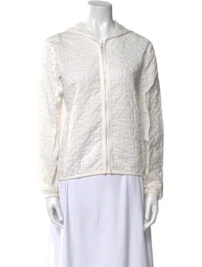 Pre-owned Courrèges V-neck Long Sleeve Sweatshirt In White