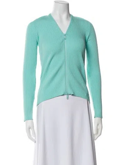 Pre-owned Courrèges V-neck Long Sleeve Top In Blue