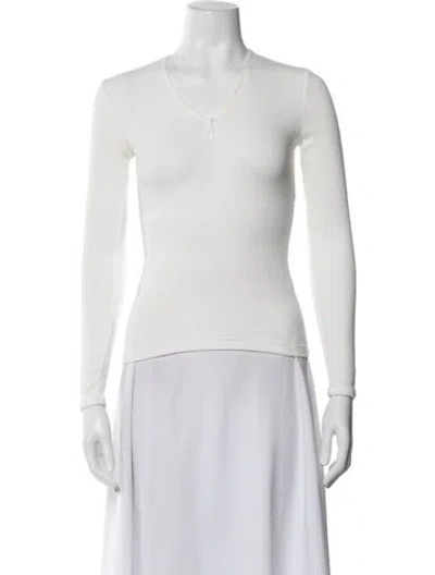 Pre-owned Courrèges V-neck Long Sleeve Top In White