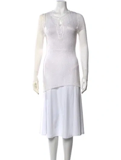 Pre-owned Courrèges V-neck Long Sleeve Tunic In White