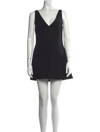 Pre-owned Courrèges V-neck Mini Dress In Black