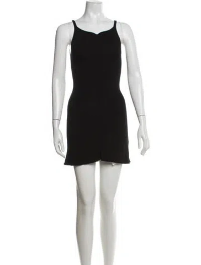 Pre-owned Courrèges V-neck Mini Dress In Black