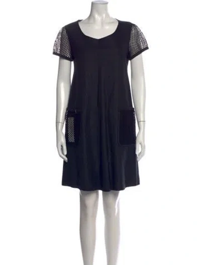 Pre-owned Courrèges V-neck Mini Dress In Black