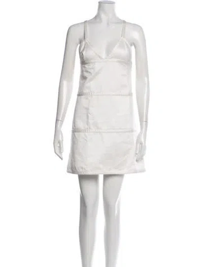 Pre-owned Courrèges V-neck Mini Dress In Green