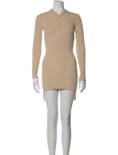Pre-owned Courrèges V-neck Mini Dress In Neutral