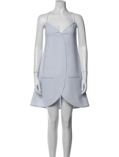Pre-owned Courrèges V-neck Mini Dress W/ Tags In Blue