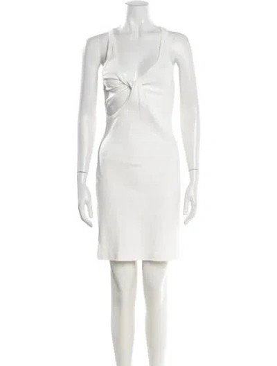 Pre-owned Courrèges V-neck Mini Dress W/ Tags In White