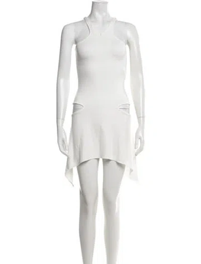 Pre-owned Courrèges V-neck Mini Dress In White
