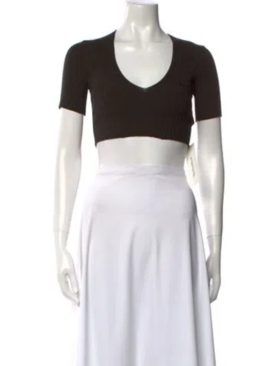 Pre-owned Courrèges V-neck Short Sleeve Crop Top In White