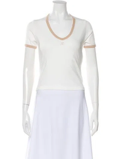 Pre-owned Courrèges V-neck Short Sleeve T-shirt In Gray