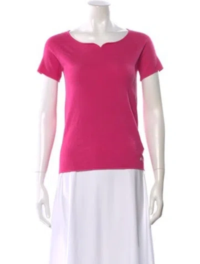 Pre-owned Courrèges V-neck Short Sleeve T-shirt In Pink