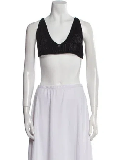Pre-owned Courrèges V-neck Sleeveless Crop Top In Black