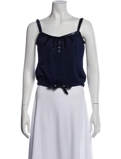 Pre-owned Courrèges V-neck Sleeveless Crop Top In Blue
