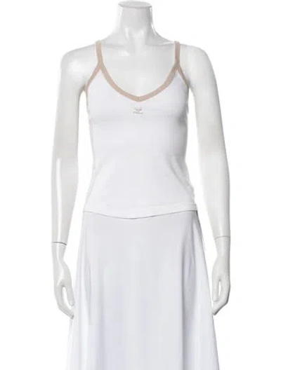 Pre-owned Courrèges V-neck Sleeveless Top In White