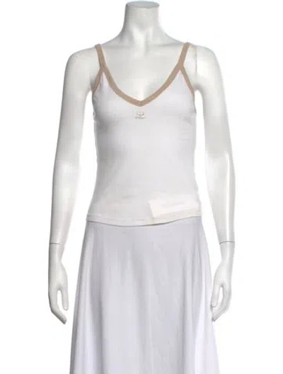 Pre-owned Courrèges V-neck Sleeveless Top In Yellow