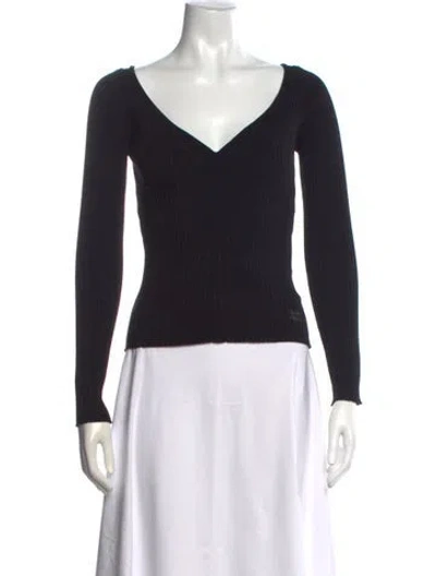 Pre-owned Courrèges V-neck Sweater In Black