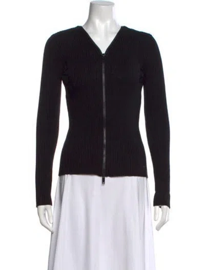 Pre-owned Courrèges V-neck Sweater In Black