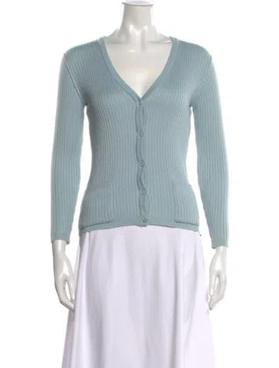 Pre-owned Courrèges V-neck Sweater In Blue