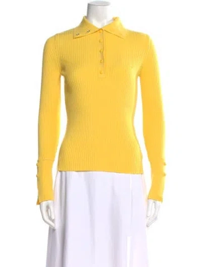 Pre-owned Courrèges V-neck Sweater In Yellow