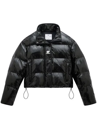 COURRÈGES VYNIL LOGO-PRINT PUFFER JACKET