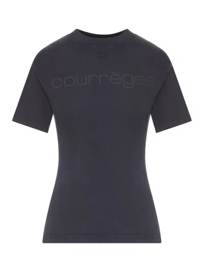 Courrèges Waisted Printed T-shirt In Black