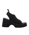 Courrèges Wave Logo-embroidered Sandals In Black