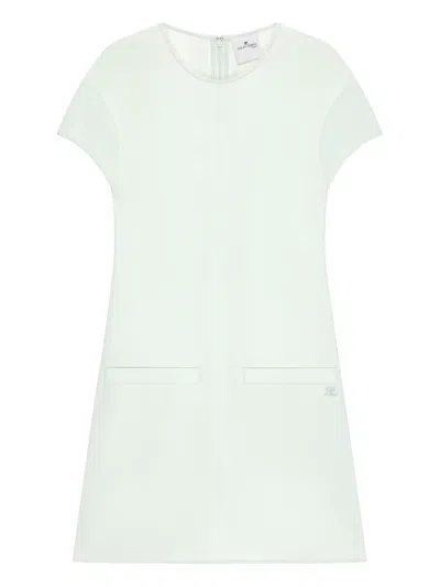 Courrèges Welt-pocket Mini Dress In Green