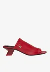 Courrèges Wet Stretch 50 Leather Mules In Ruby