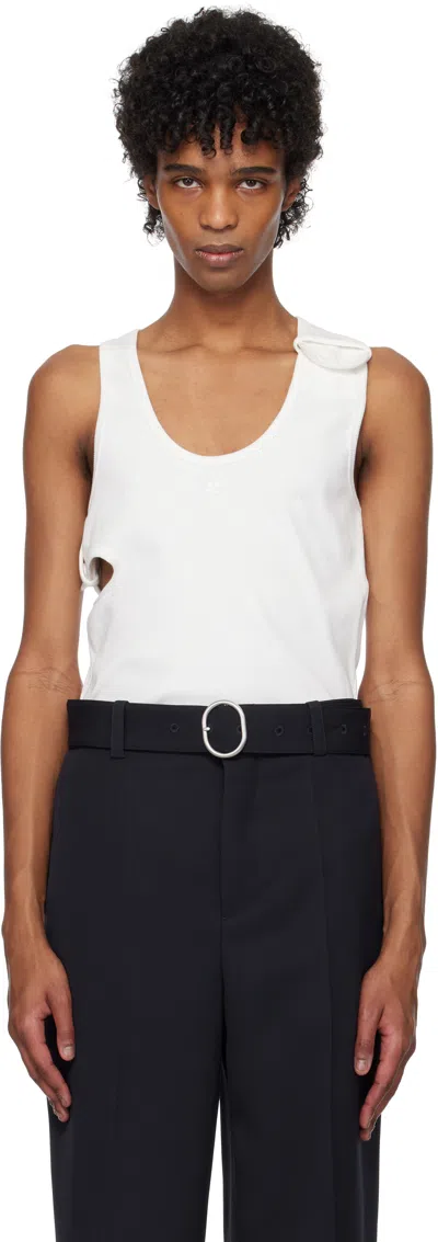 Courrèges White 90's Rib Cut Out Tank Top In 0001