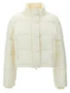 Courrèges Cropped High Collar Quilted Jacket In White