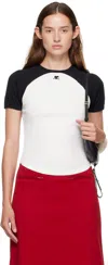 Courrèges Circle Contrast Long Sleeve T-shirt With Logo Print In Multi