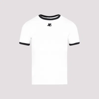 COURRÈGES WHITE BUMPY CONTRAST T-SHIRT