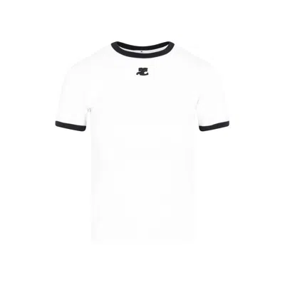 COURRÈGES WHITE BUMPY CONTRAST T-SHIRT REEDITION