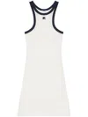 Courrèges White Cotton Mini Dress With Navy Blue Details And Halter Neck In White