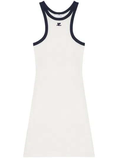 COURRÈGES WHITE COTTON SCUBA DRESS